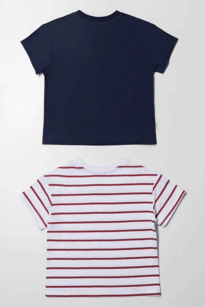 2 Pack T-Shirts Navy And Red