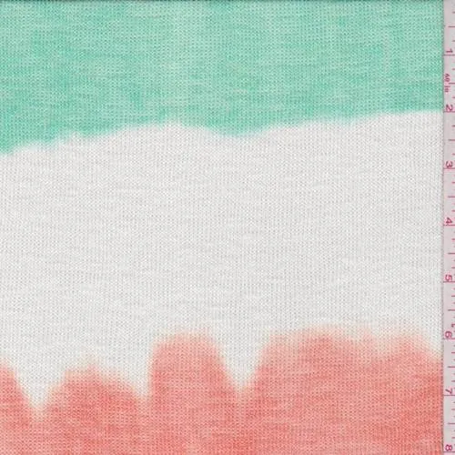 2 YD PC-Aqua Green/Orange/White Ombre Stripe Sweater Knit Fabric