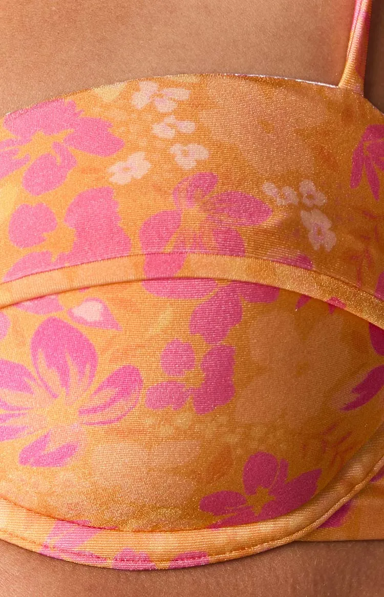 9.0 Swim Bianca Orange Floral Bikini Top