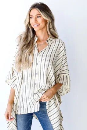 All About You Striped Oversized Ruffle Blouse