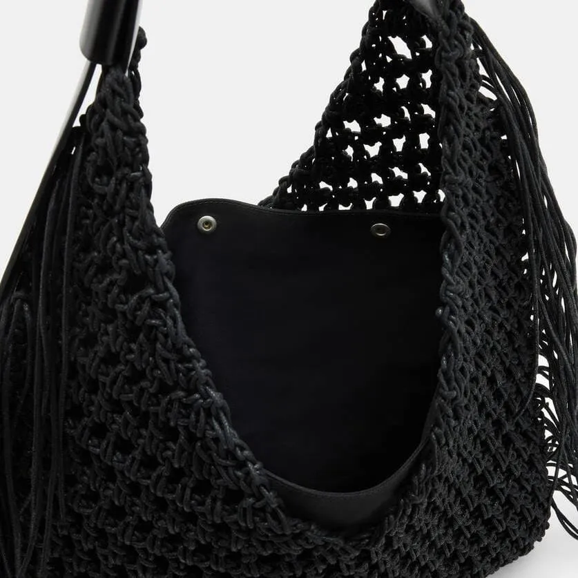 AllSaints Sabine Crochet Shoulder Bag in Black