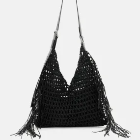 AllSaints Sabine Crochet Shoulder Bag in Black