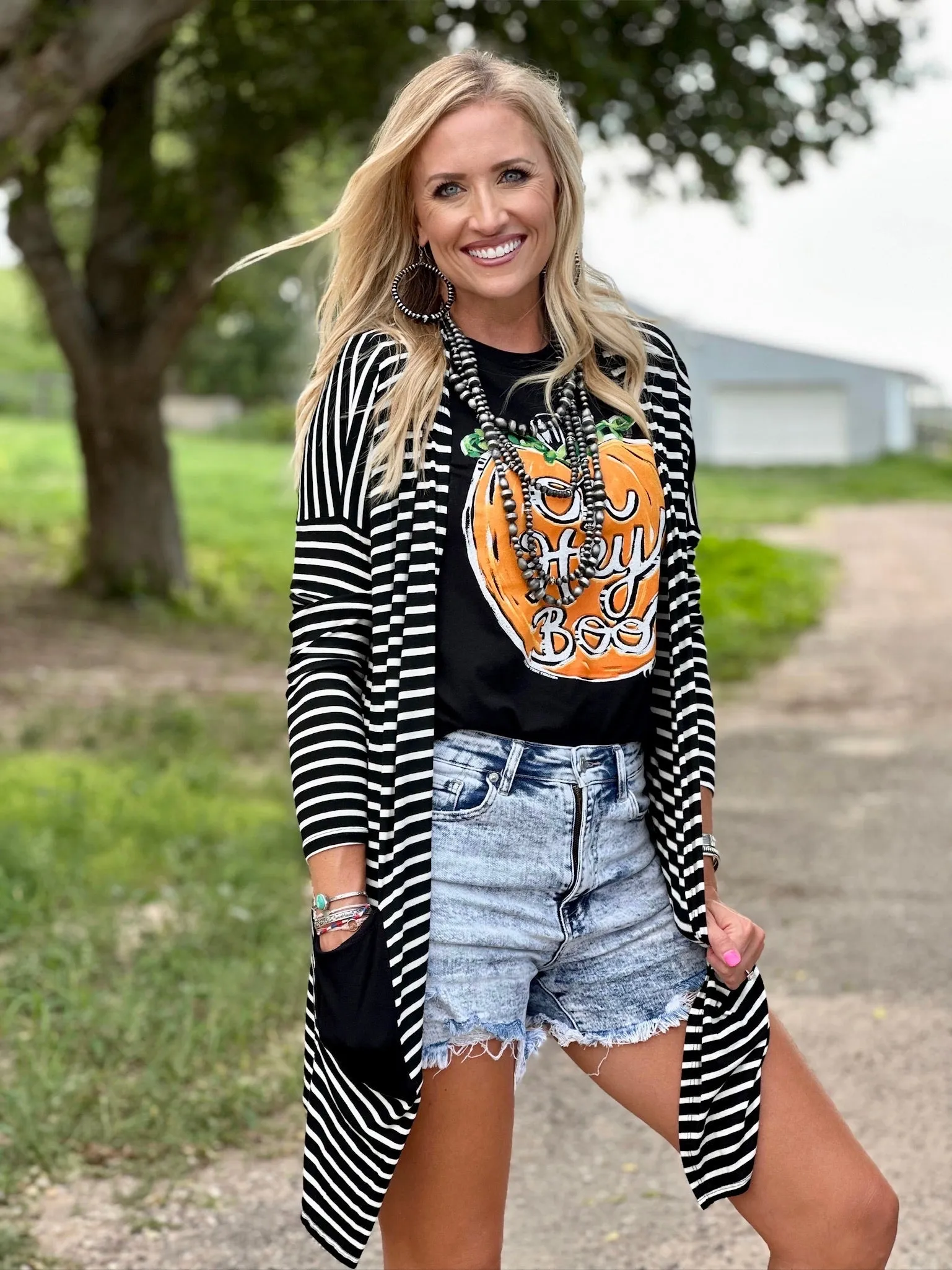 Becca Black & White Cardigan by Texas True Threads