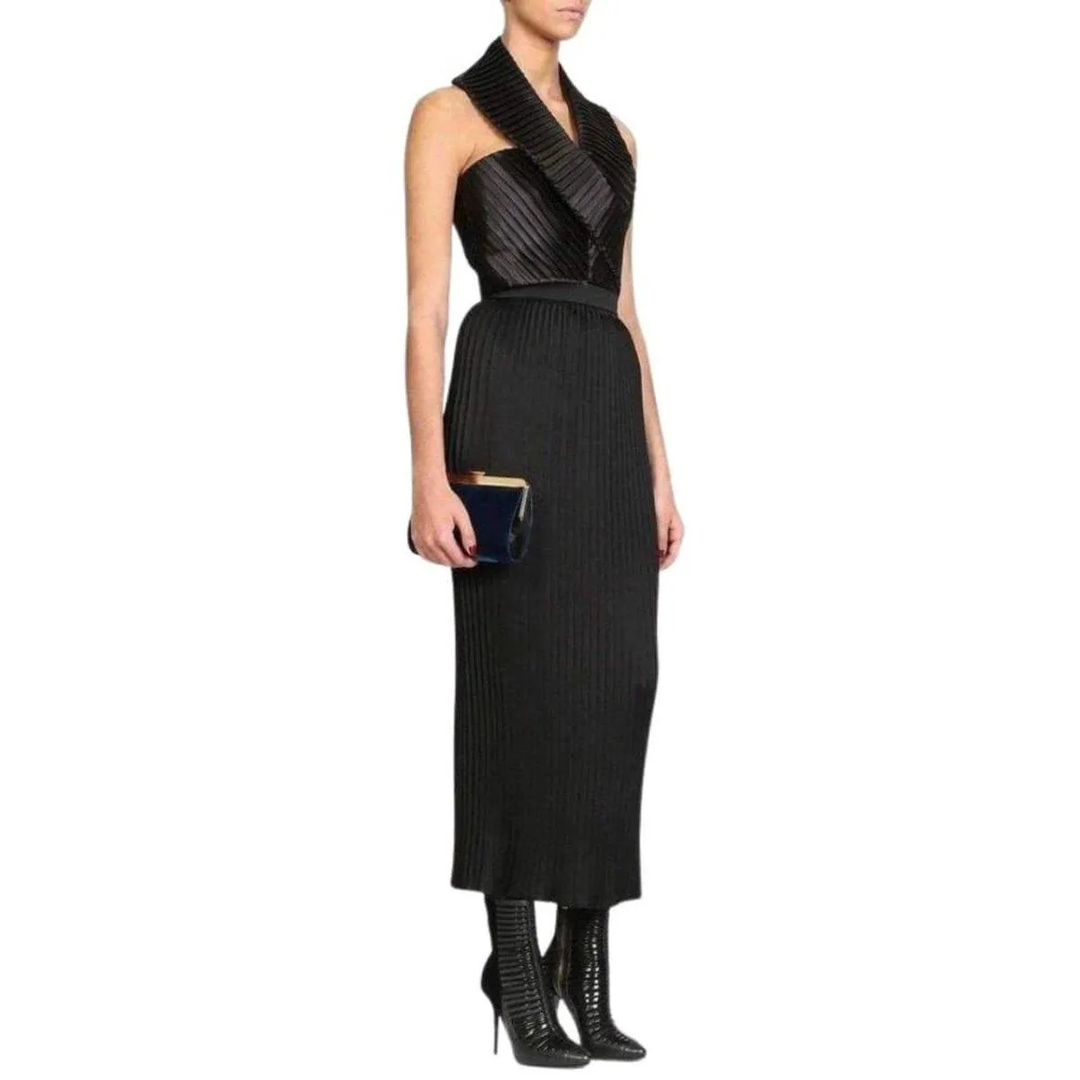 Black Pleated Maxi Skirt