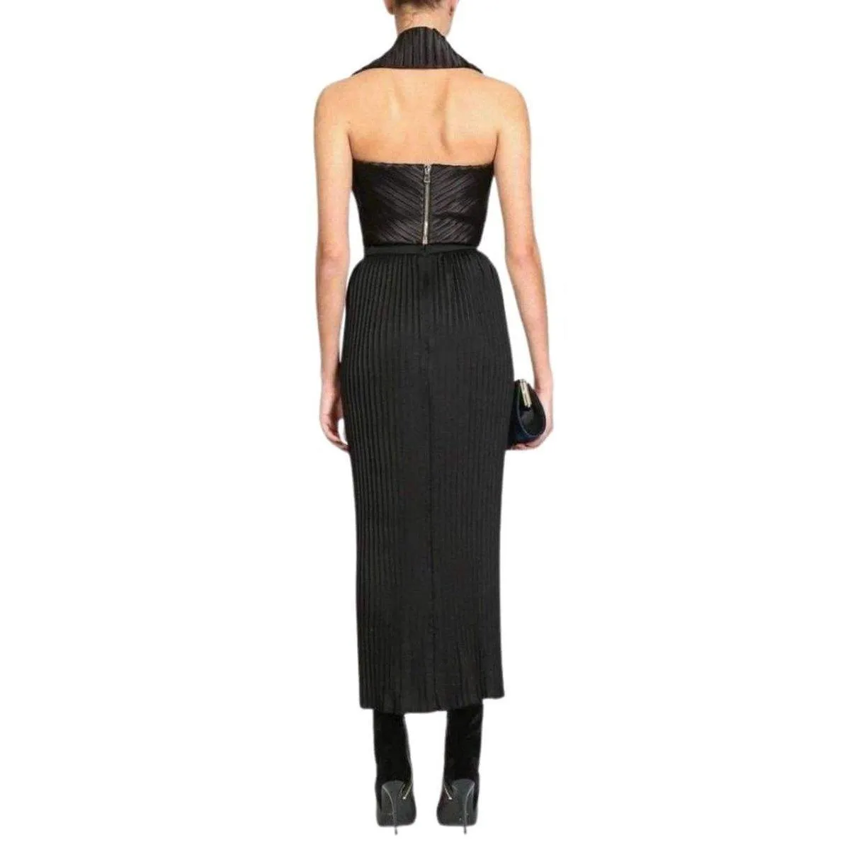 Black Pleated Maxi Skirt