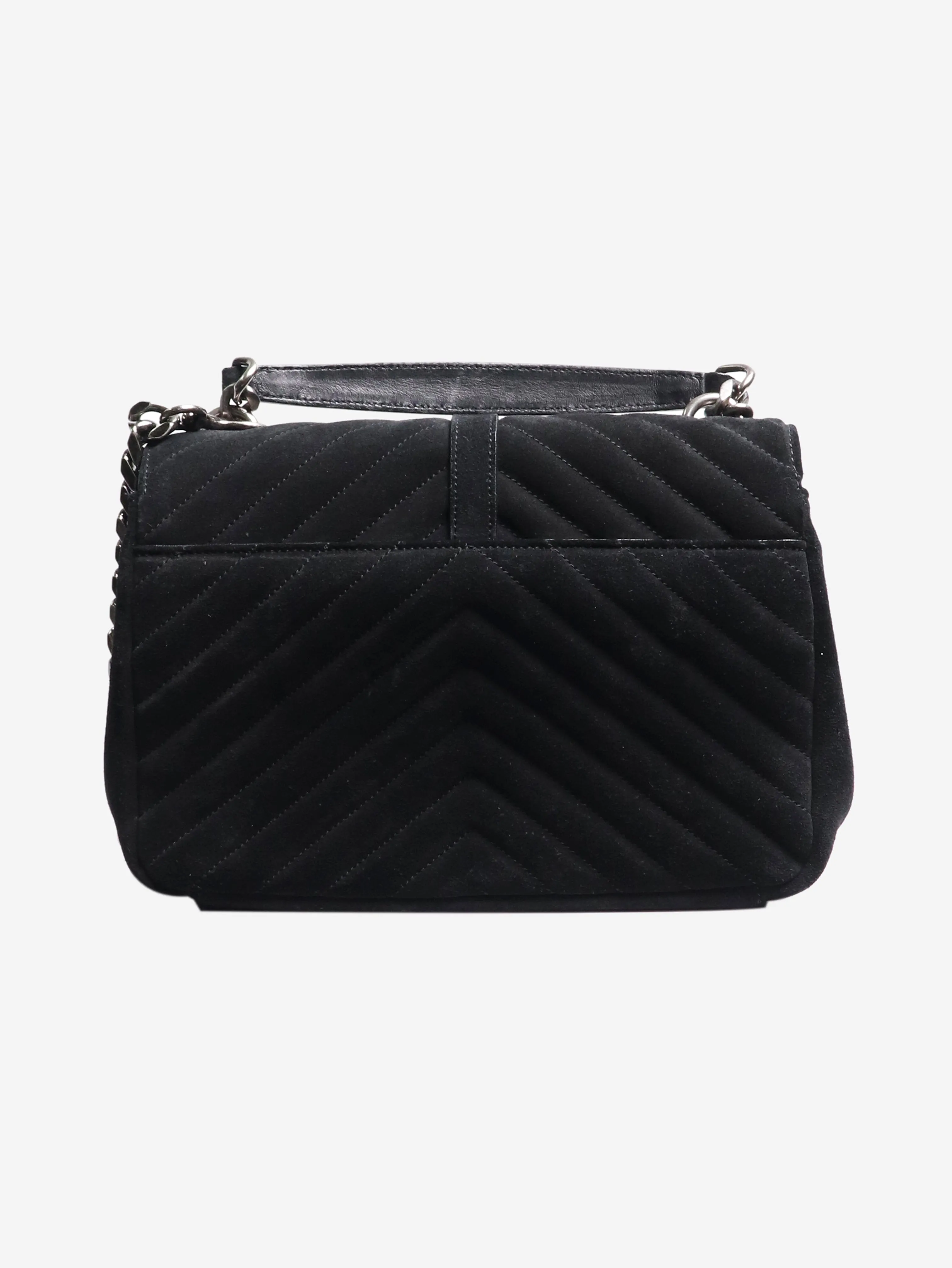 Black suede fringed shoulder bag