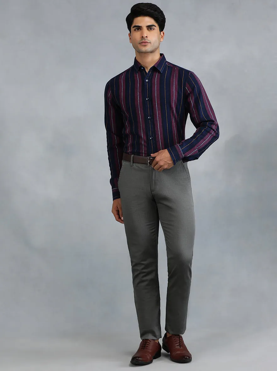 Blue Striped Slim Fit Casual Shirt | JadeBlue