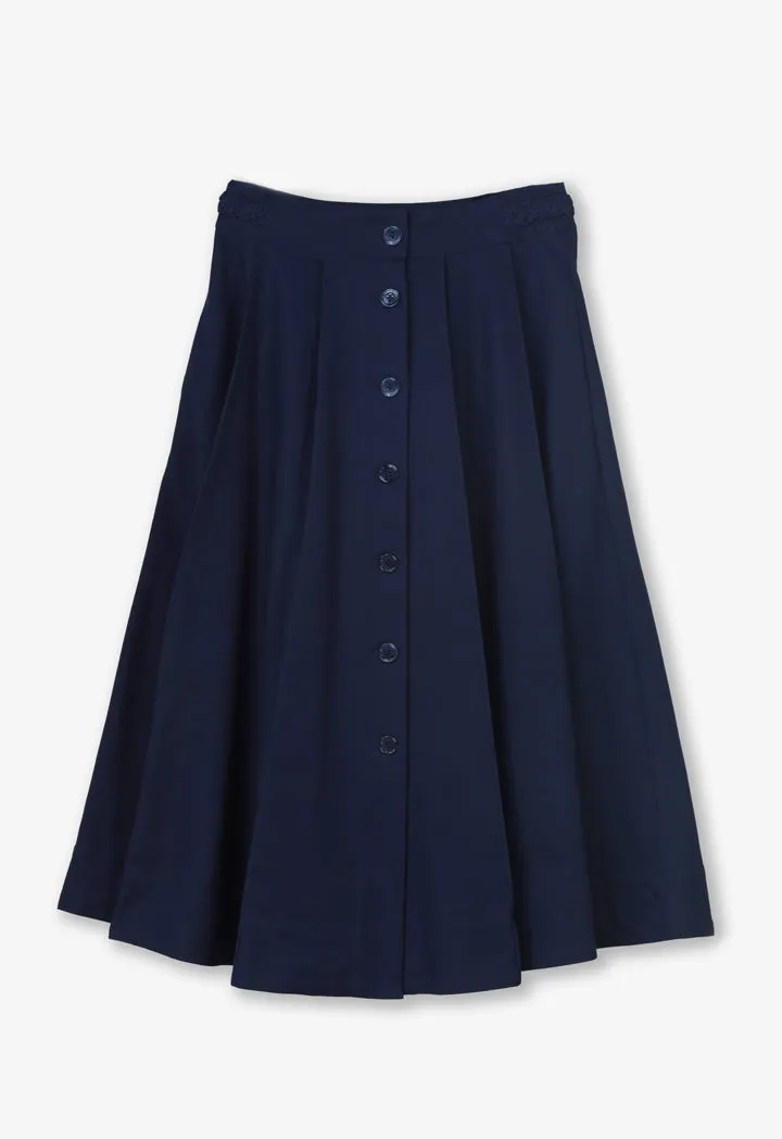 Choice Solid Box Pleated Box Pleated Skirt Navy