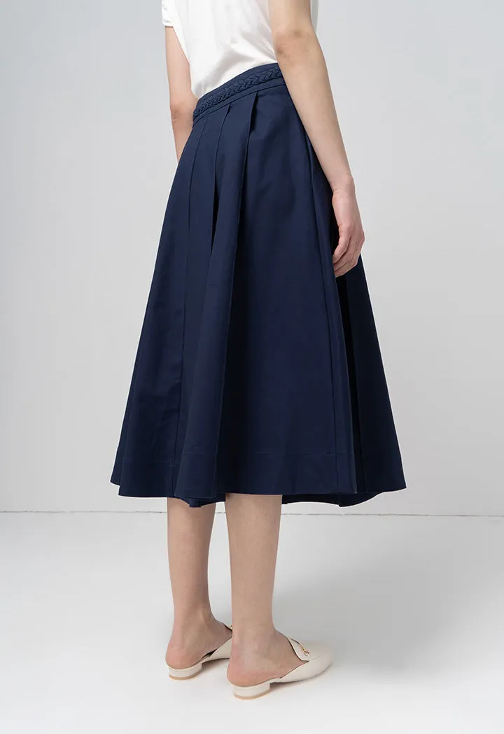 Choice Solid Box Pleated Box Pleated Skirt Navy