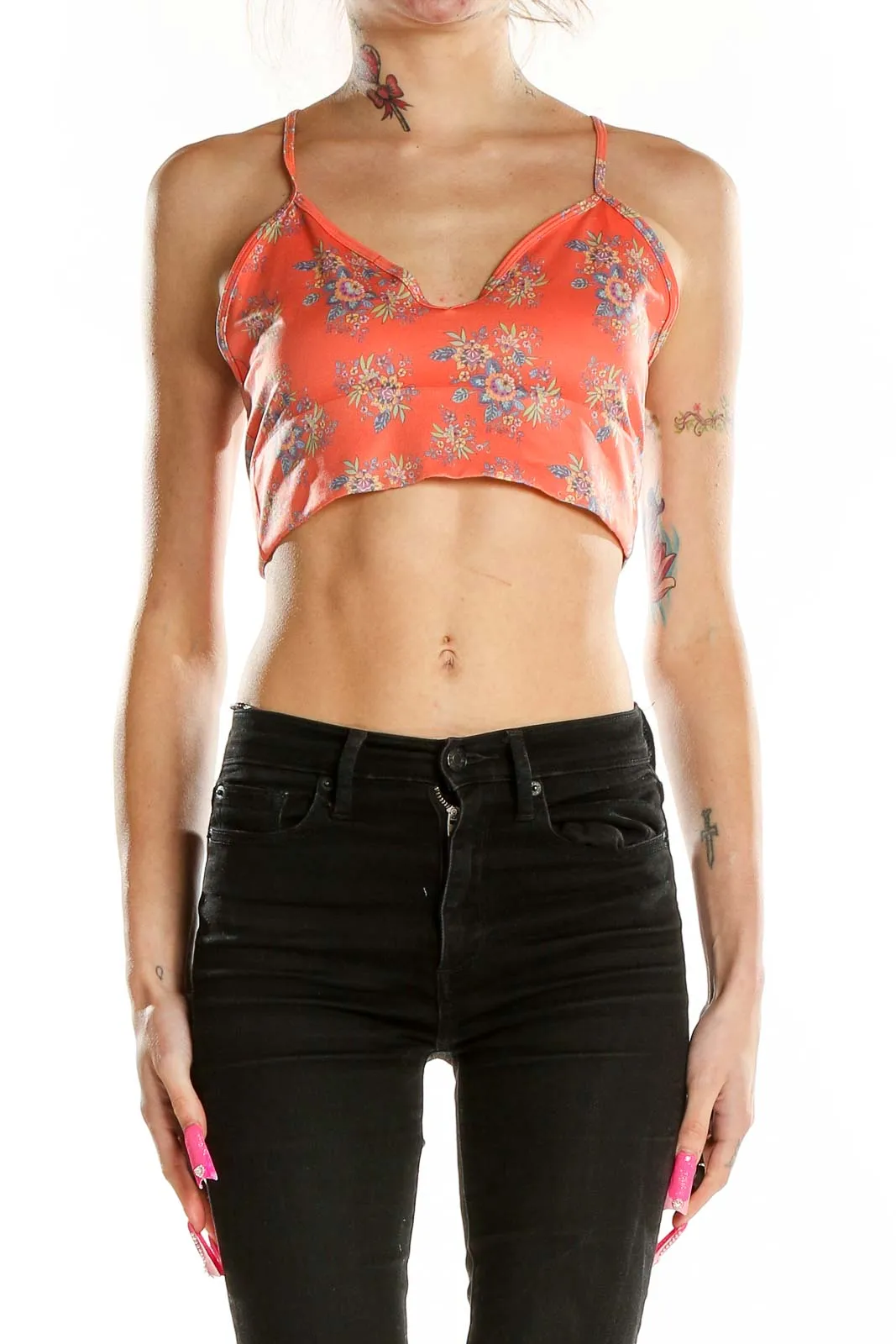 Coral Floral Cropped Camisole