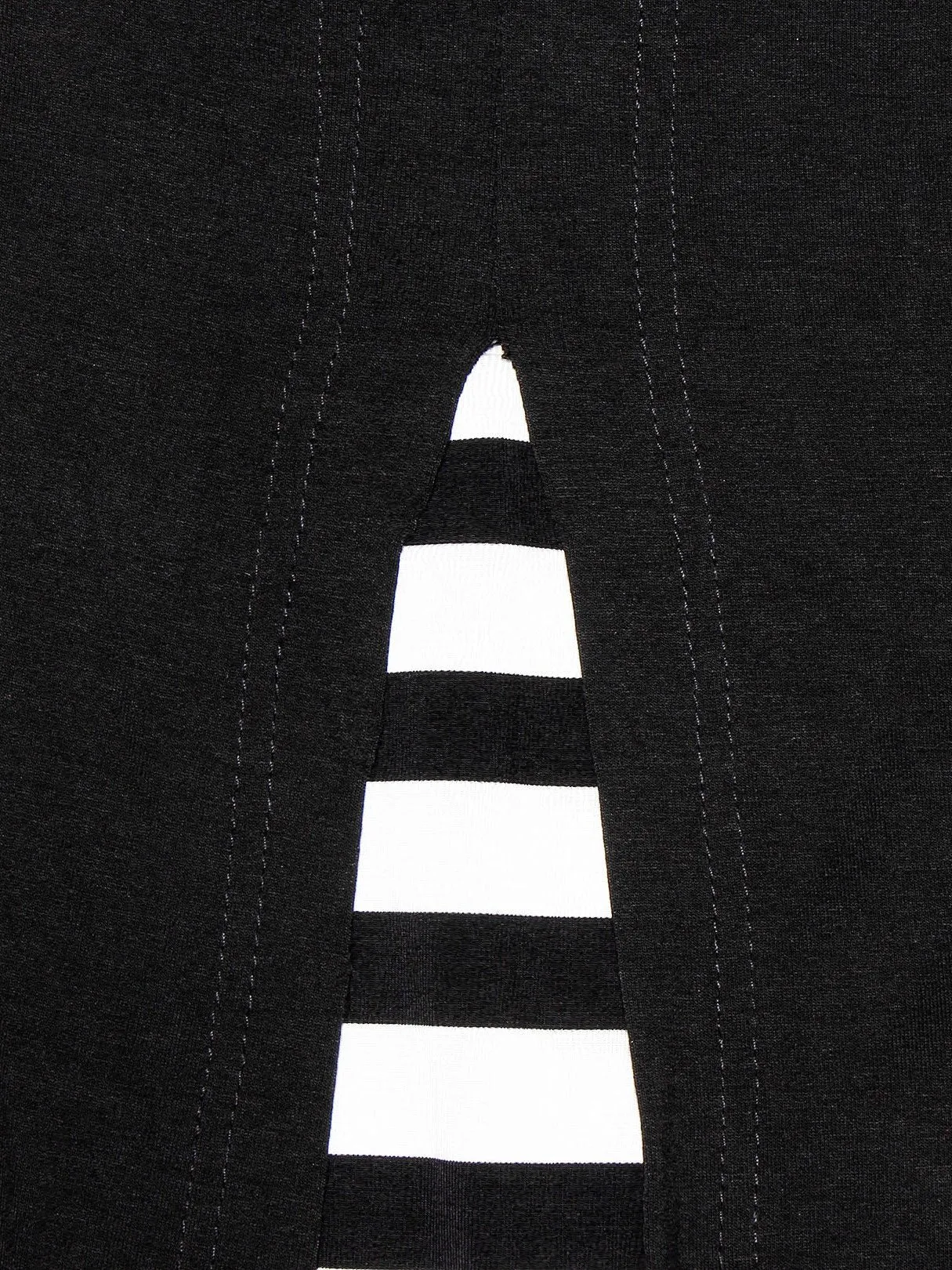 Custom Stripe Long Sleeve Black Top