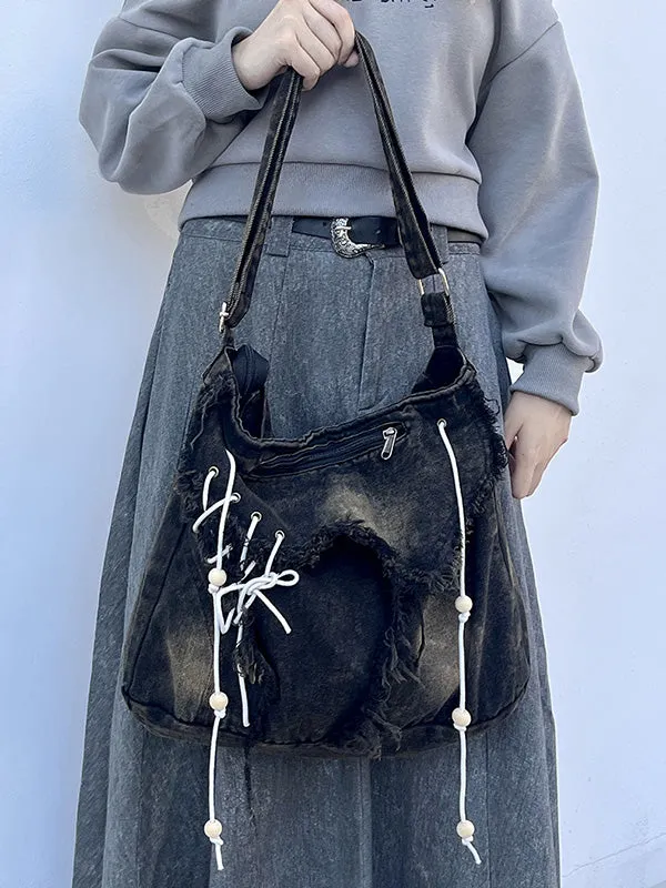 Drawstring Fringed Split-Joint Crossbody Bags Bags