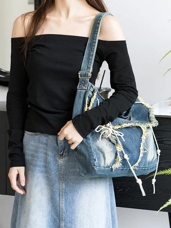 Drawstring Fringed Split-Joint Crossbody Bags Bags