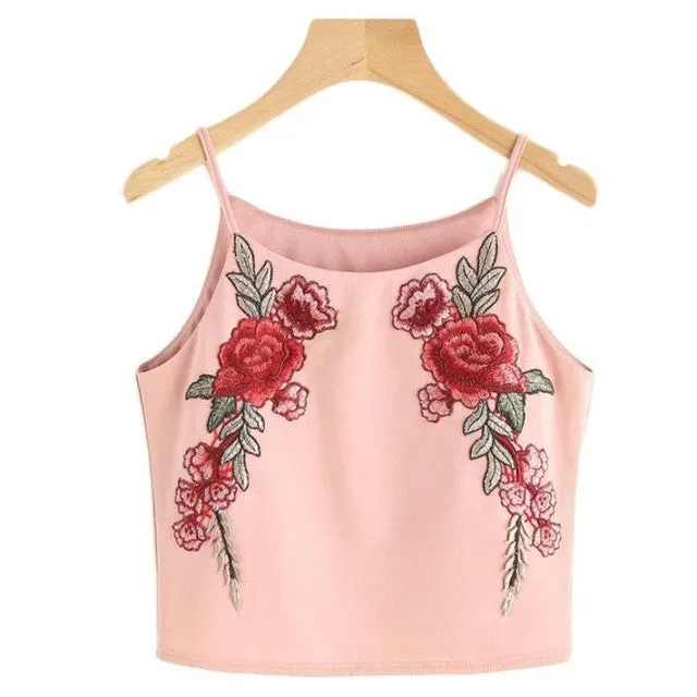 Embroidery Short Halter Top