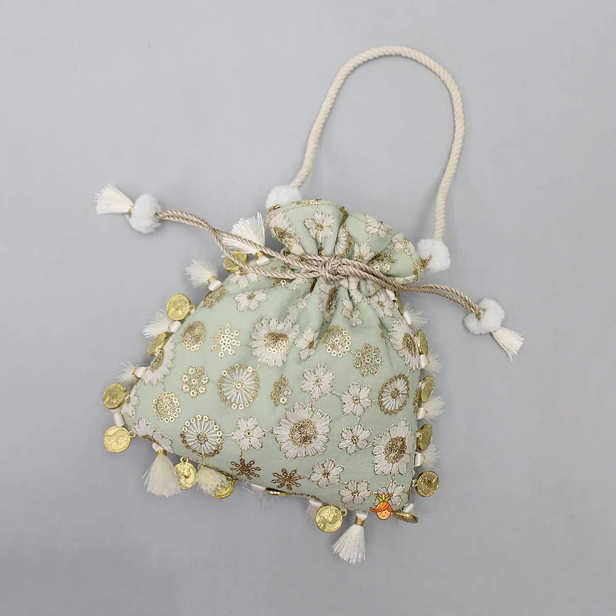 Fabulous Embroidered Green Potli Bag