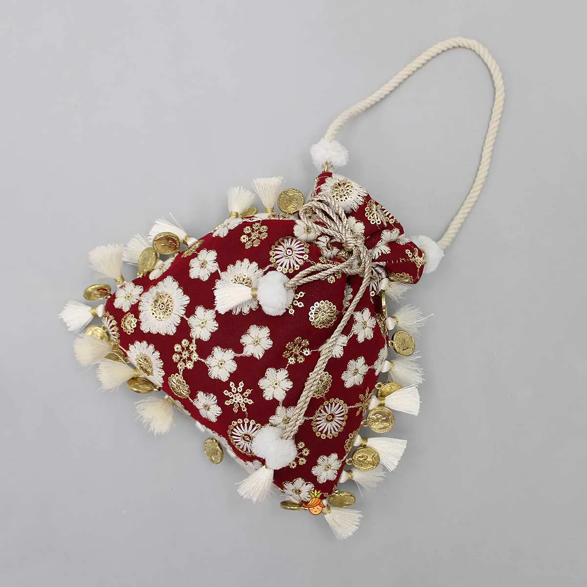 Fabulous Embroidered Red Potli Bag