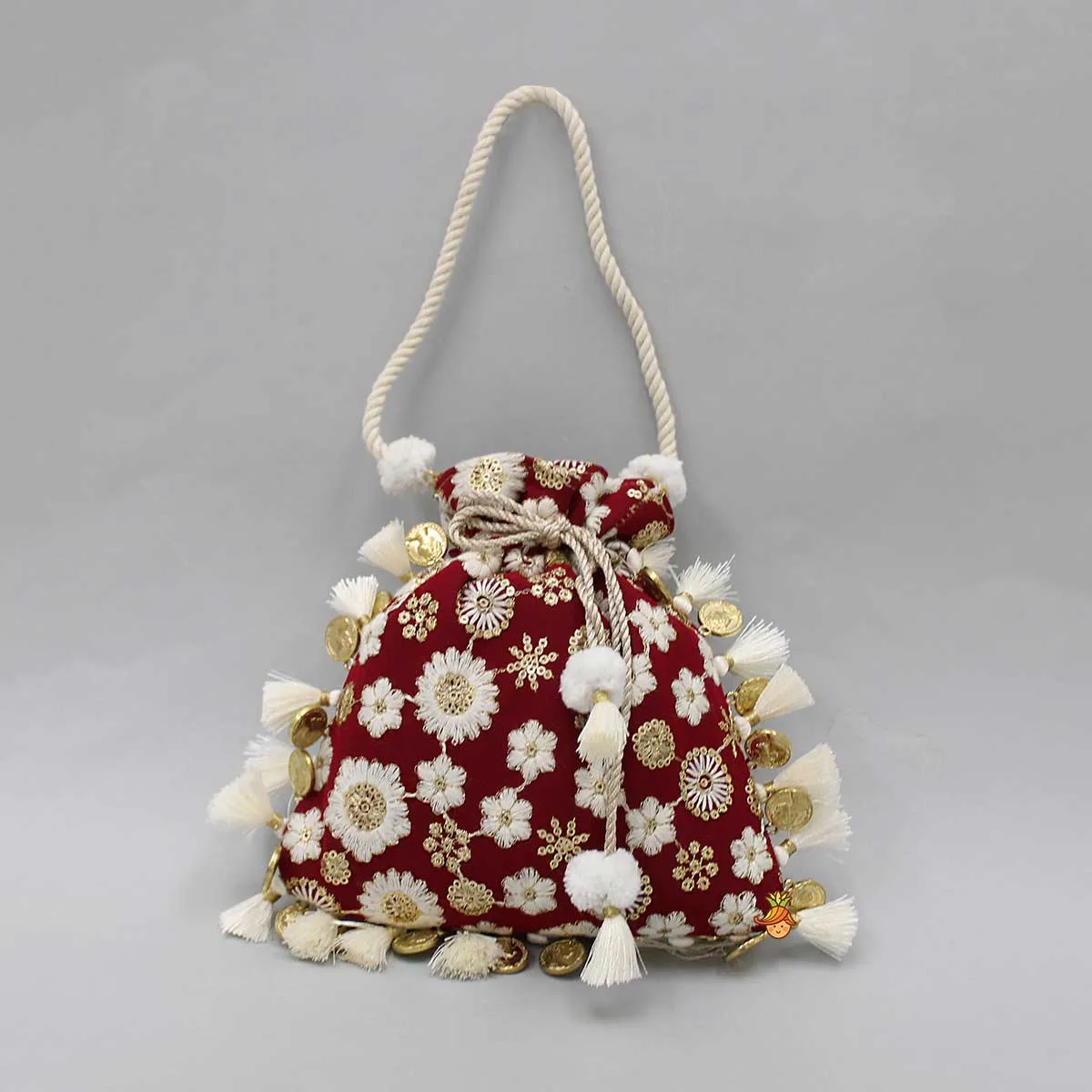 Fabulous Embroidered Red Potli Bag