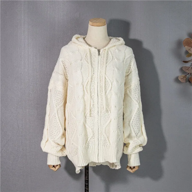 Fashionable Hooded Vintage Cardigans Spring Winter Sweaters