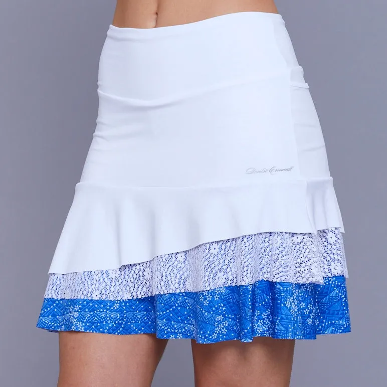 Floral Knit Asymetric Long Skort (white/print)