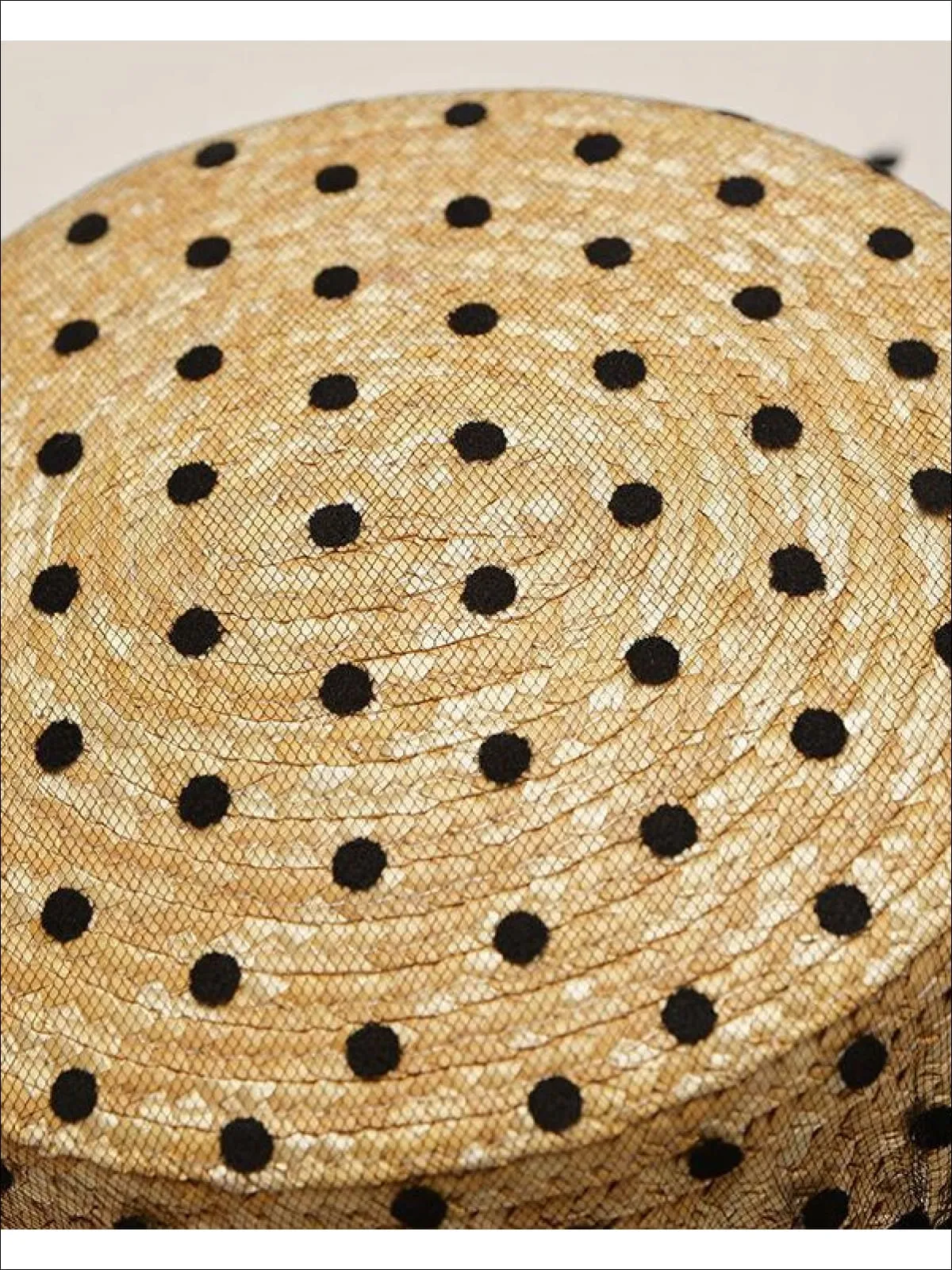 Girls Lace Dotted Mesh Straw Hat