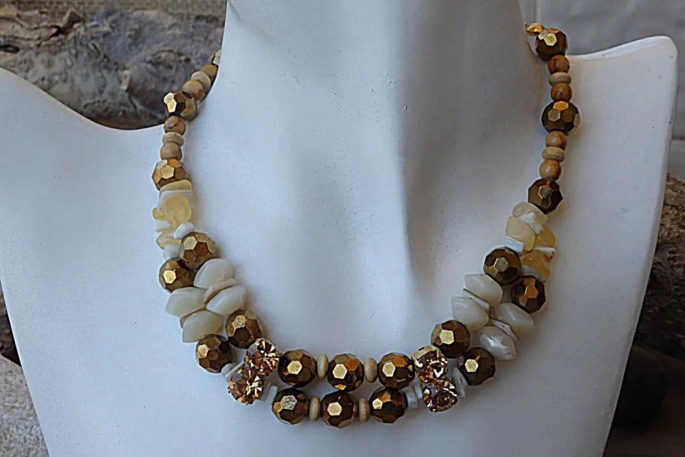 Gold beaded necklace