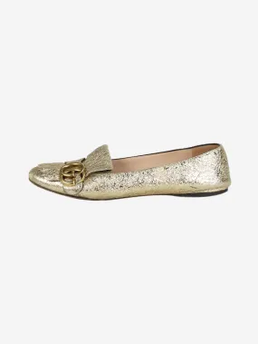 Gold GG Marmont fringed ballet flats - size EU 37