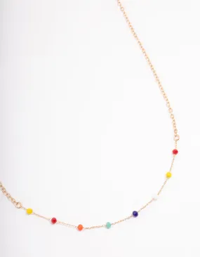 Gold Multi-Coloured Beaded Necklace