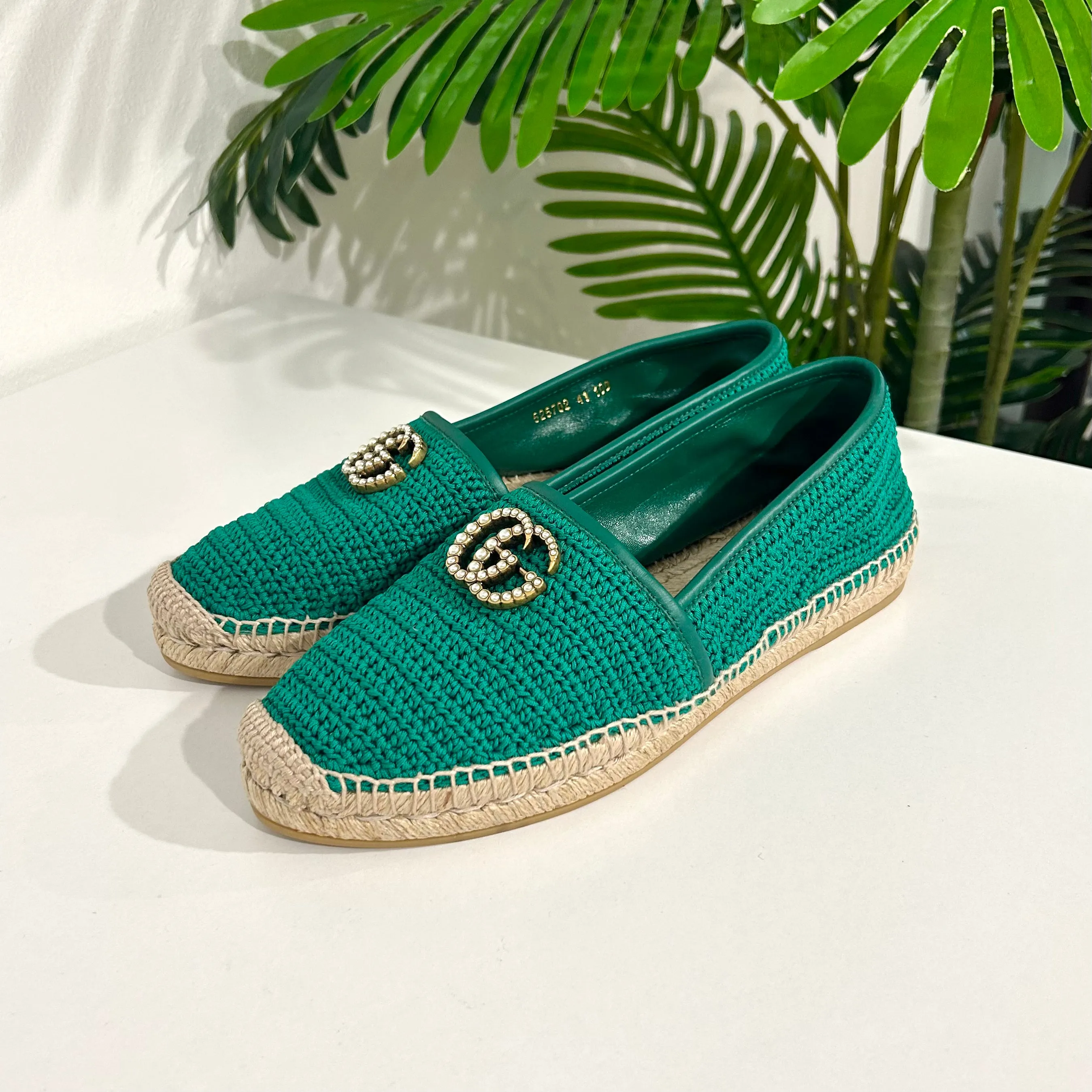 Gucci Green Woven Espadrilles size 41