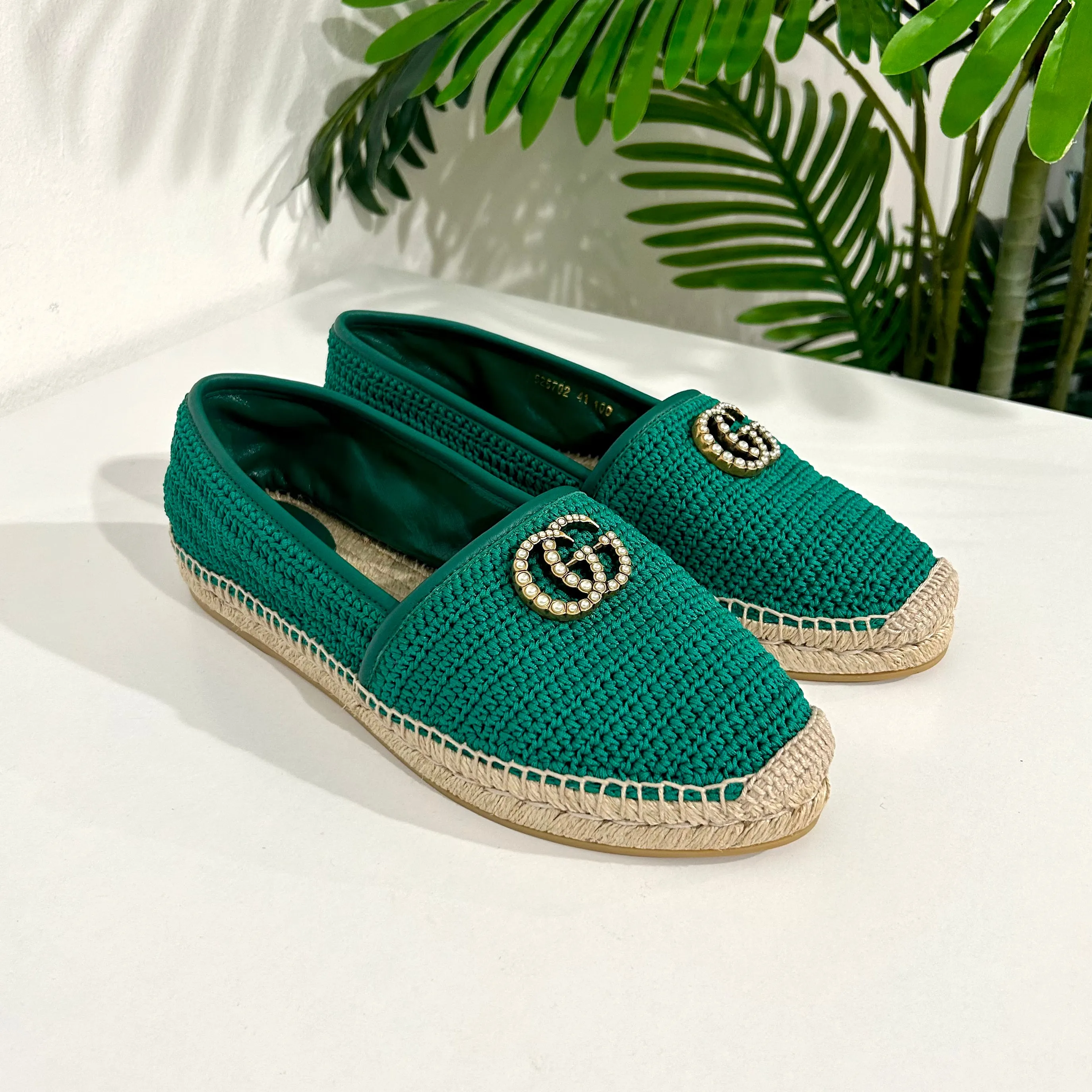 Gucci Green Woven Espadrilles size 41