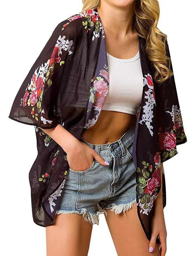 Haute Edition Women's Lightweight Summer Kimono Cover Up Cardigans