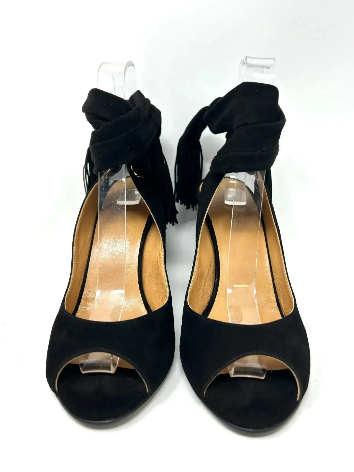 Hermes Black Suede Sandals With Tie Detail 40.5 UK 7.5