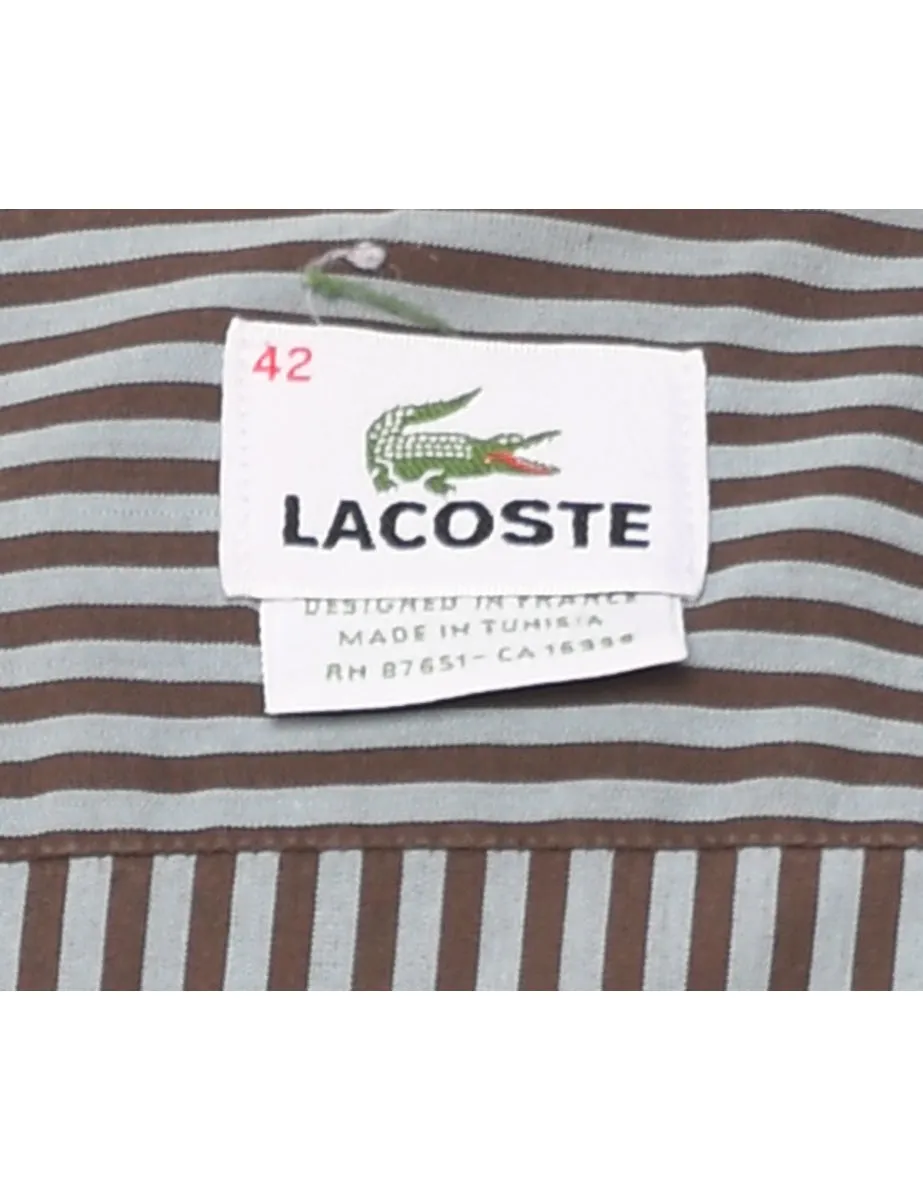 Lacoste Grey & Brown Striped Classic Shirt - L