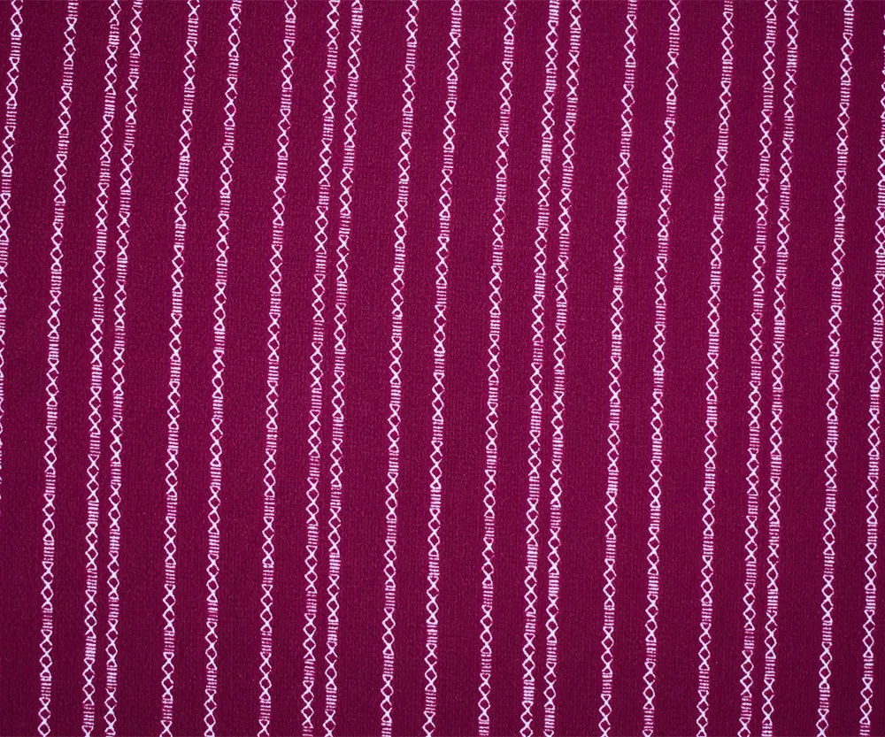 Magenta-White Mini Aztec Stripe Pattern Printed Poly Crepe Georgette Fabric