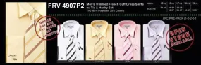 Men's Trimmed French Cuff Shirts with Tie and Hanky