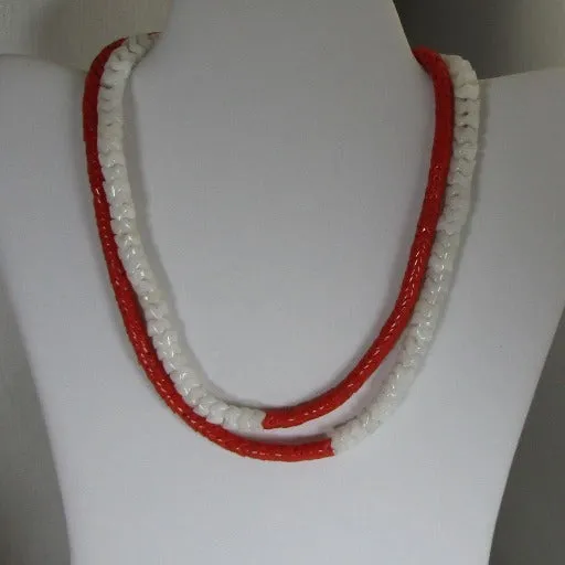 Red & White  Surfer Multi-strand Stunning  Necklace