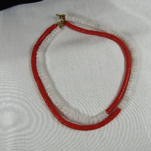 Red & White  Surfer Multi-strand Stunning  Necklace