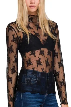 Sheer Lace Mock Tops - 2 Colors!