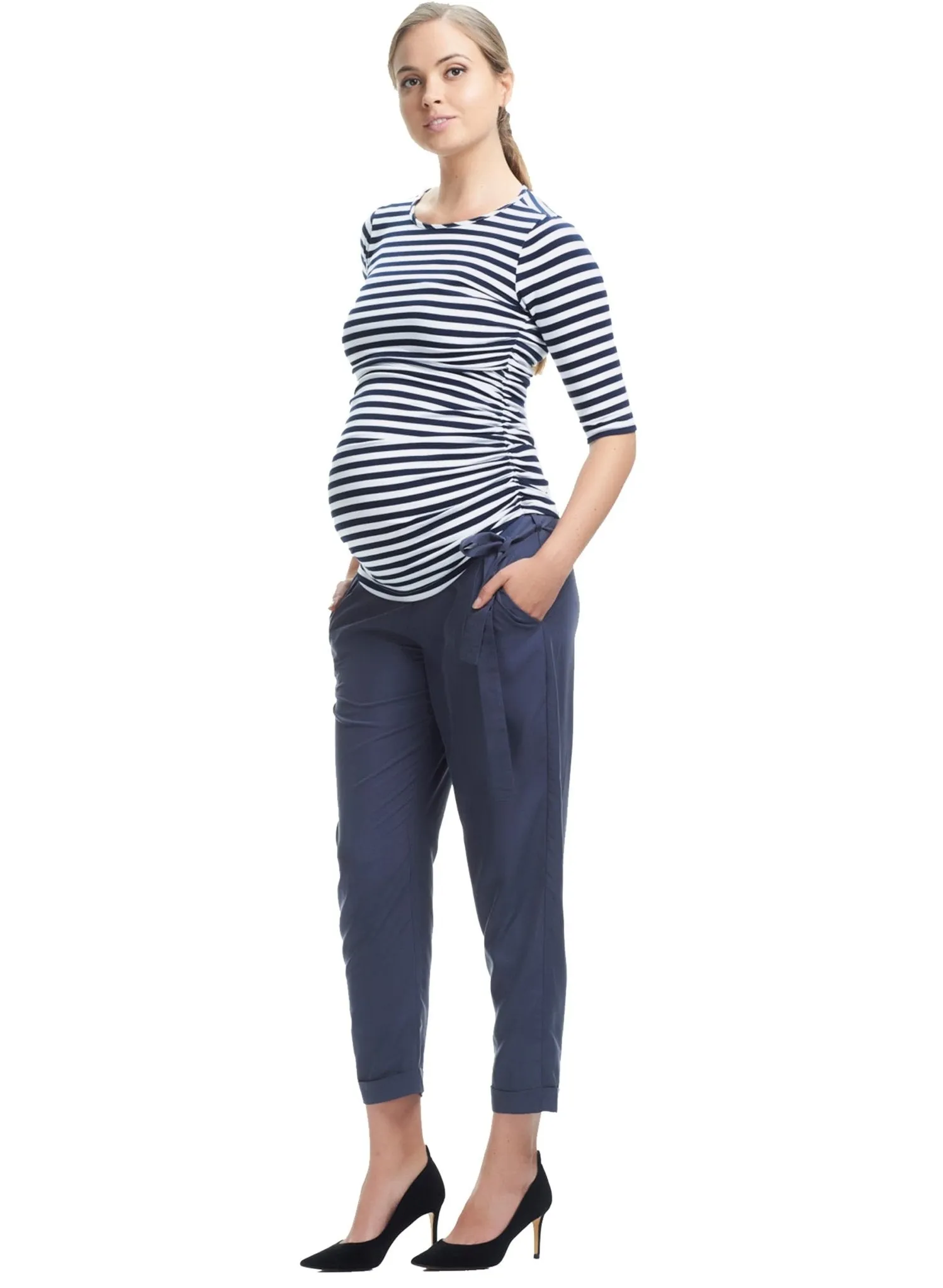 Shiloh Tie Waist Maternity Pant - Blue