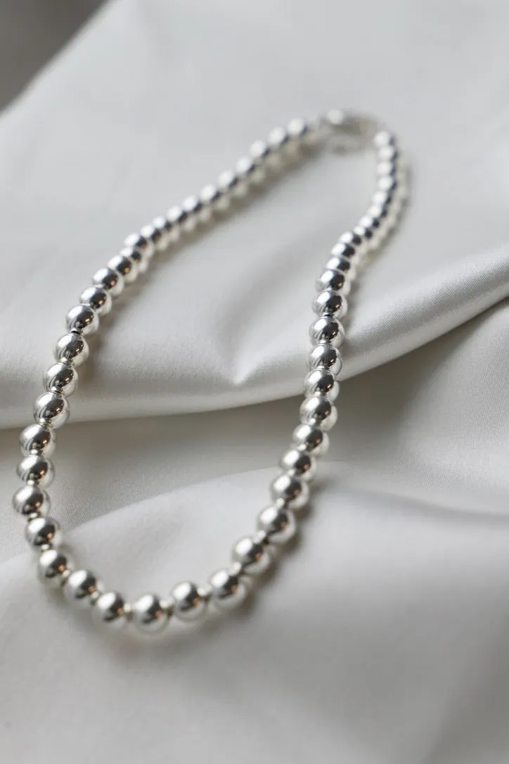 SILVER FILLED 8MM BEADED NECKLACE