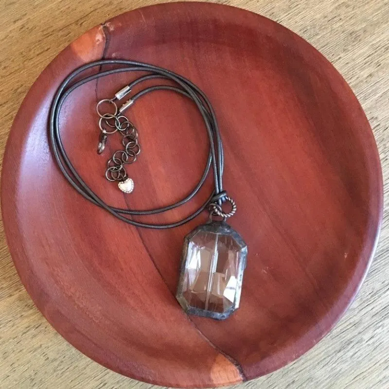 Soldered Crystal on Leather Necklace