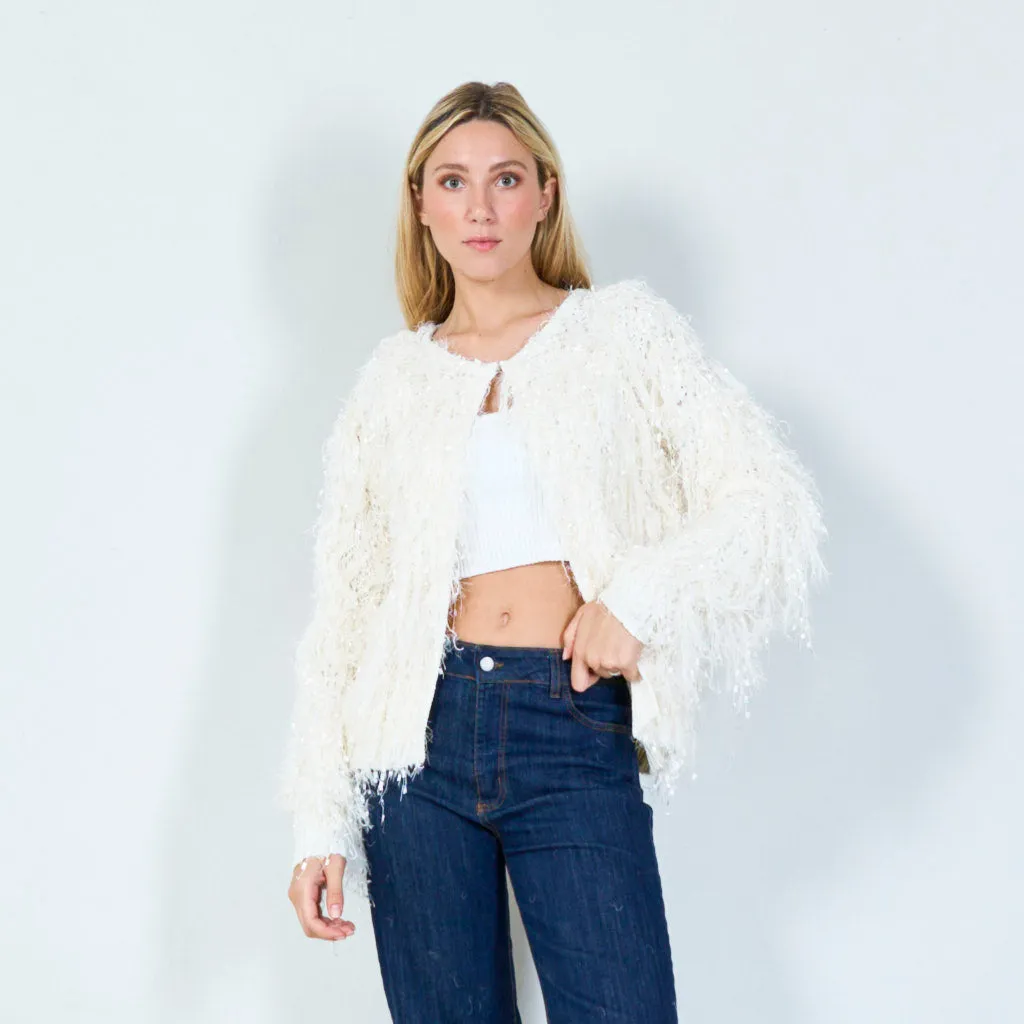 Sparkling shaggy cardigan wholesale