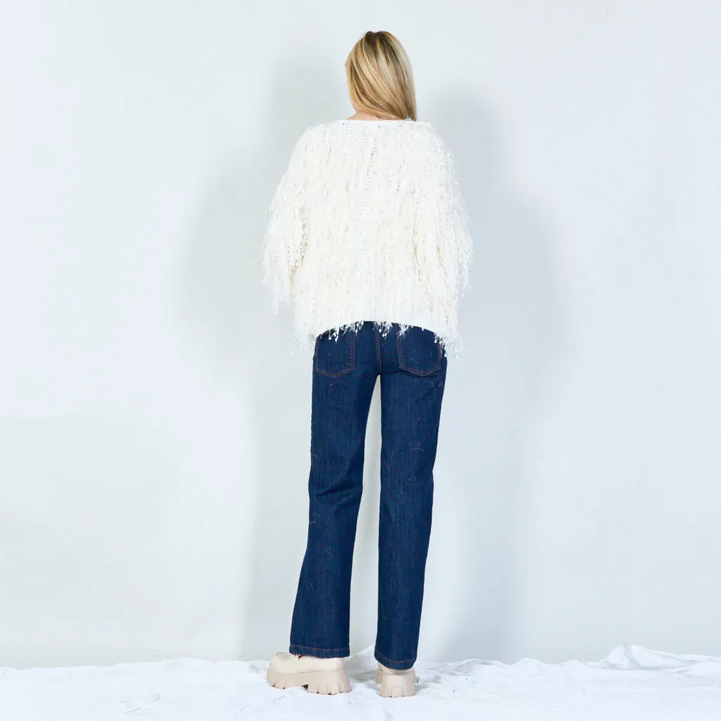 Sparkling shaggy cardigan wholesale