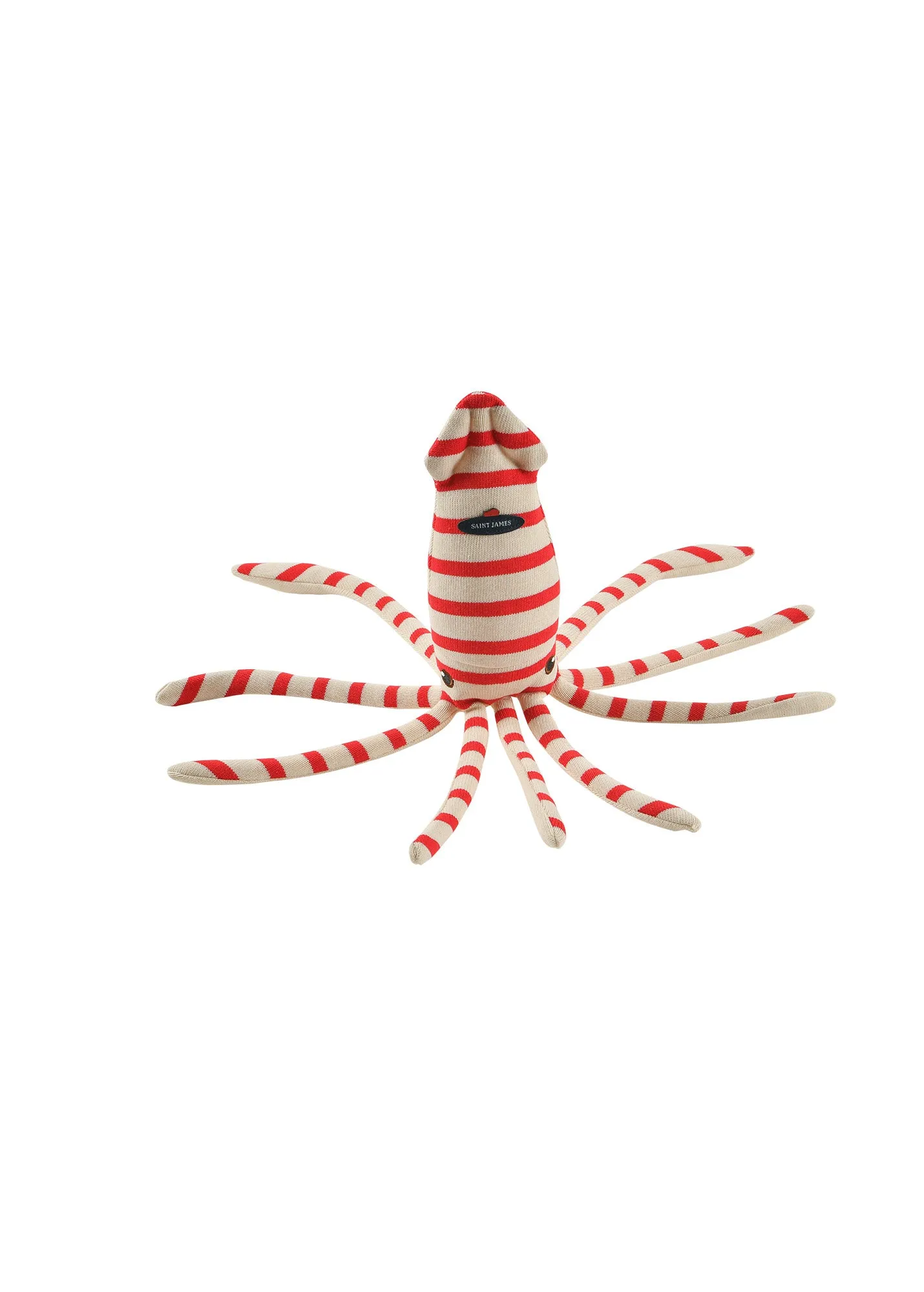 Squid soft toy - with iconic sailor stripes (ECRU/TULIPE)