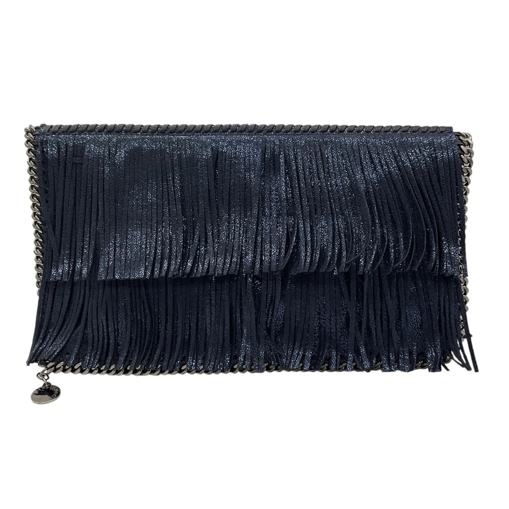 Stella McCartney Ink Shiny Dot Fringed Foldover Clutch