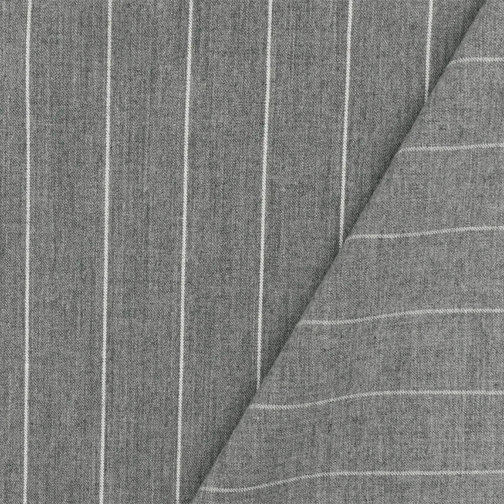 Stone Gray-White Stripe Stretch Twill Woven Fabric