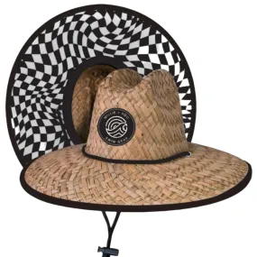 Straw Hat- Black Dizzy Check