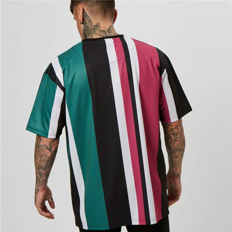 Stripe Mixed Color Streetwear T-Shirts