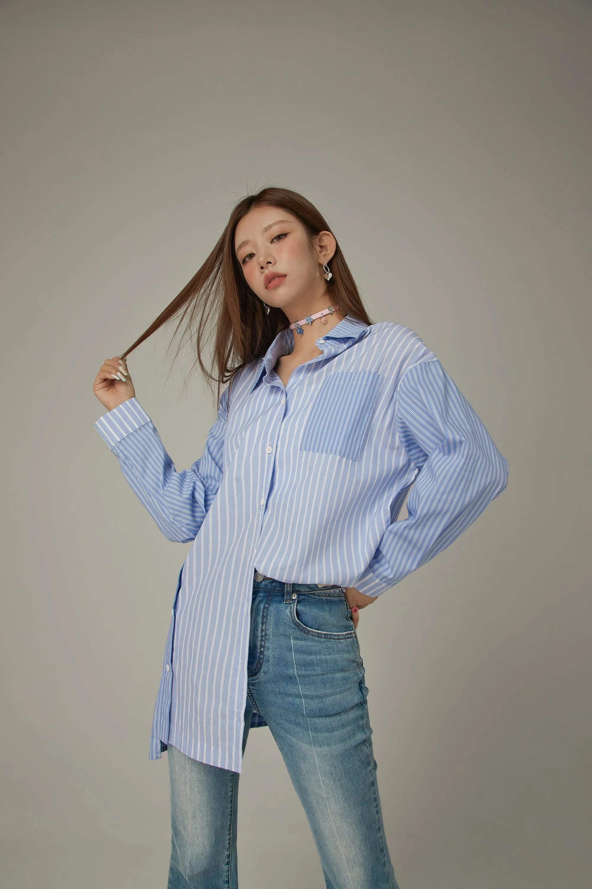 Striped Pocket Loosefit Shirt