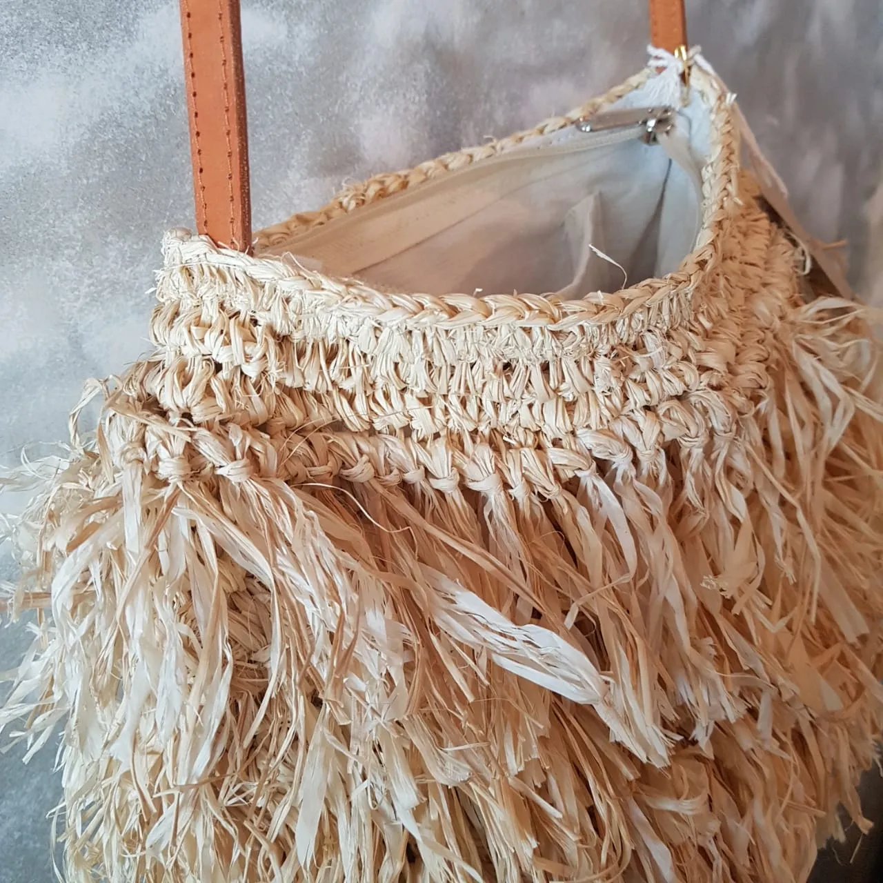 Woven Straw Shoulder Bag In Pink, Black Or Natural With Leather Strap